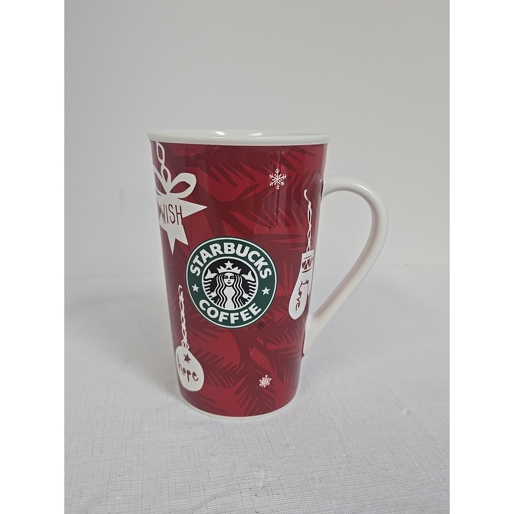Holiday 2009 Red Starbucks New Bone China Christmas‎ 16 oz Coffee Mug Cup